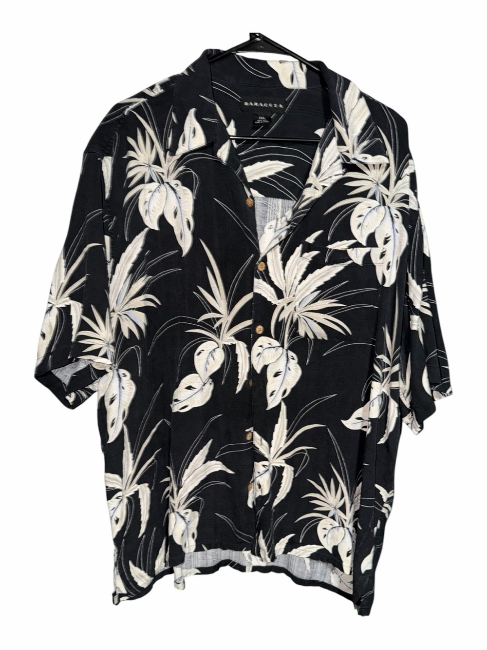 Baracuta Black & White Tropical Print Short-Sleeve Shirt